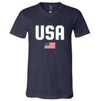 US Flag 4th Of July Memorial Day American Pride V-Neck T-Shirt