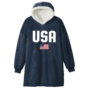 US Flag 4th Of July Memorial Day American Pride Hooded Wearable Blanket