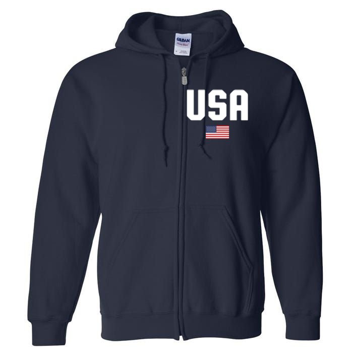 US Flag 4th Of July Memorial Day American Pride Full Zip Hoodie