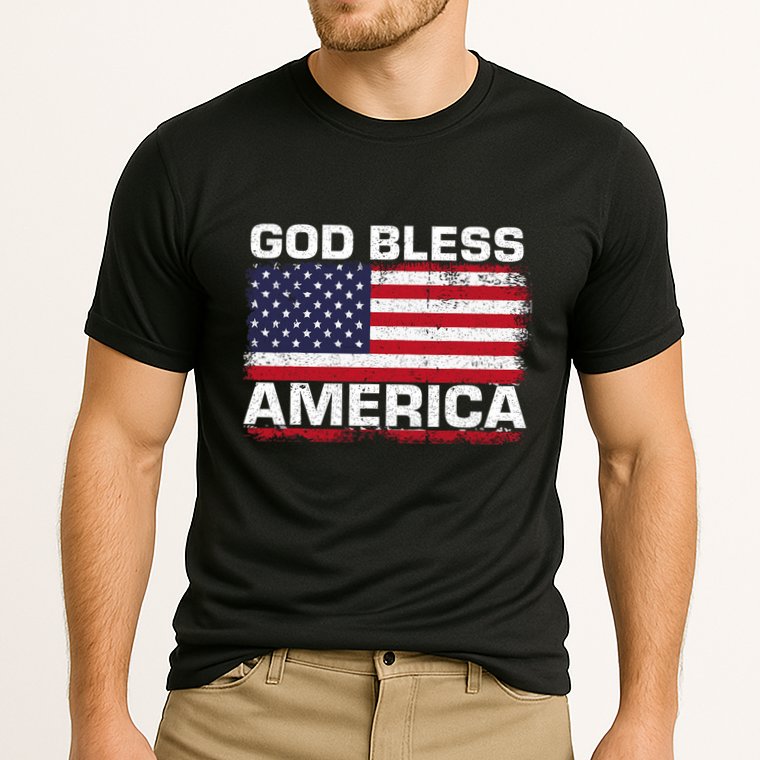 Usa Flag 4th Of July Patriotic God Bless America Cooling Performance Crew T-Shirt