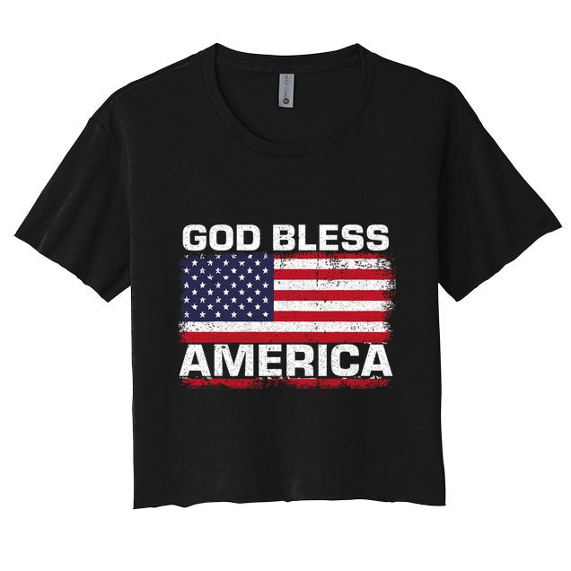 Usa Flag 4th Of July Patriotic God Bless America Crop Top