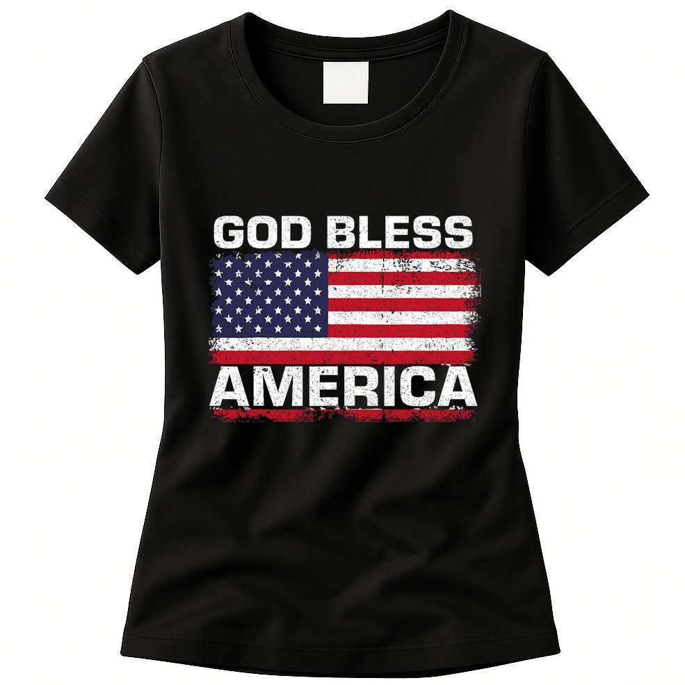 Usa Flag 4th Of July Patriotic God Bless America Womens T-Shirt