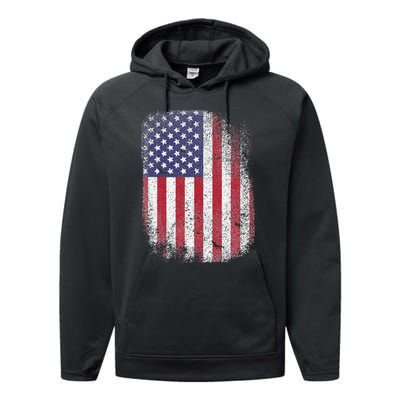 USA Flag 4th July American Red White Blue Star Stripes 4 Day Performance Fleece Hoodie