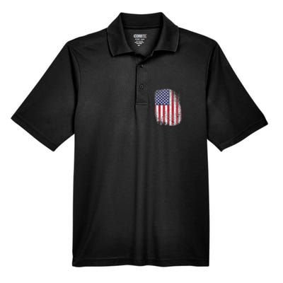 USA Flag 4th July American Red White Blue Star Stripes 4 Day Men's Origin Performance Pique Polo