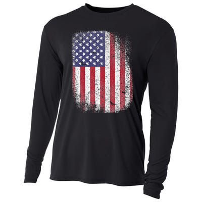 USA Flag 4th July American Red White Blue Star Stripes 4 Day Cooling Performance Long Sleeve Crew