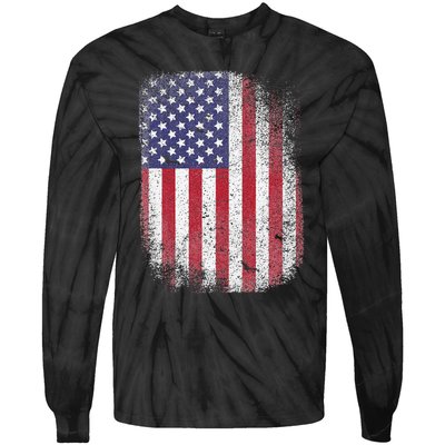 USA Flag 4th July American Red White Blue Star Stripes 4 Day Tie-Dye Long Sleeve Shirt