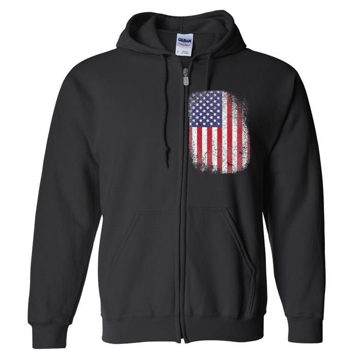 USA Flag 4th July American Red White Blue Star Stripes 4 Day Full Zip Hoodie