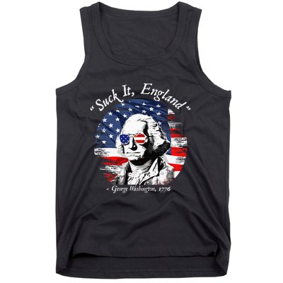 USA Flag 4th of July Suck It England Funny George Washington Tank Top