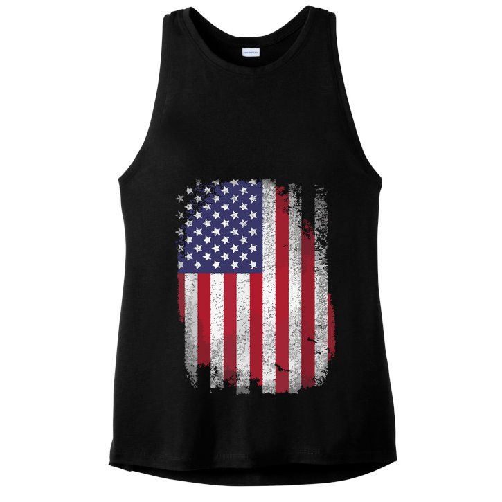 Usa Flag 4th July American Red White Blue Star Stripes 4 Day Ladies PosiCharge Tri-Blend Wicking Tank