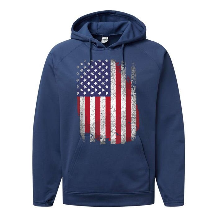 Usa Flag 4th July American Red White Blue Star Stripes 4 Day Performance Fleece Hoodie