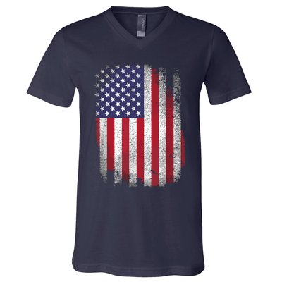 Usa Flag 4th July American Red White Blue Star Stripes 4 Day V-Neck T-Shirt