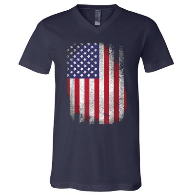 Usa Flag 4th July American Red White Blue Star Stripes 4 Day V-Neck T-Shirt