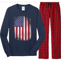 Usa Flag 4th July American Red White Blue Star Stripes 4 Day Long Sleeve Pajama Set