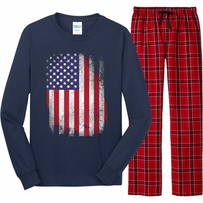 Usa Flag 4th July American Red White Blue Star Stripes 4 Day Long Sleeve Pajama Set