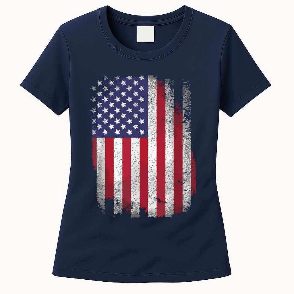 Usa Flag 4th July American Red White Blue Star Stripes 4 Day Womens T-Shirt