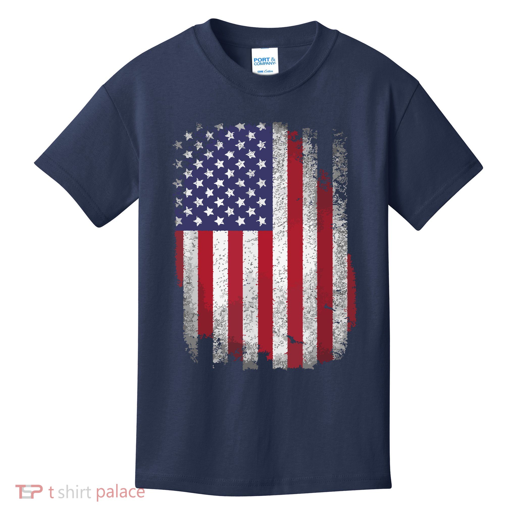 Usa Flag 4th July American Red White Blue Star Stripes 4 Day Kids T-Shirt