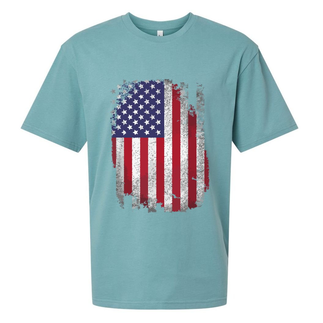 Usa Flag 4th July American Red White Blue Star Stripes 4 Day Sueded Cloud Jersey T-Shirt