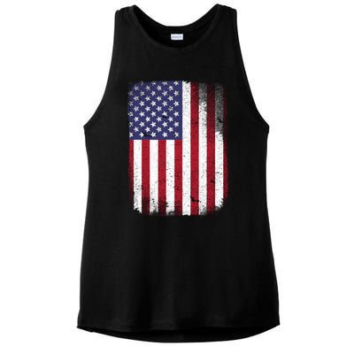 Usa Flag 4th July American Red White Blue Star Stripes 4 Day Ladies PosiCharge Tri-Blend Wicking Tank