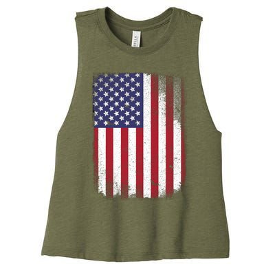 Usa Flag 4th July American Red White Blue Star Stripes 4 Day Women's Racerback Cropped Tank