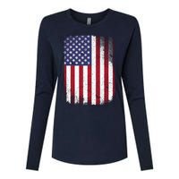 Usa Flag 4th July American Red White Blue Star Stripes 4 Day Womens Cotton Relaxed Long Sleeve T-Shirt