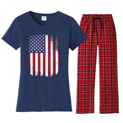 Usa Flag 4th July American Red White Blue Star Stripes 4 Day Women's Flannel Pajama Set