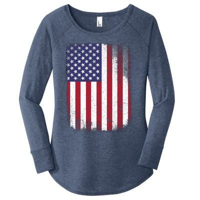 Usa Flag 4th July American Red White Blue Star Stripes 4 Day Women's Perfect Tri Tunic Long Sleeve Shirt