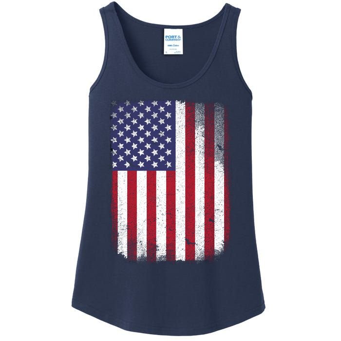 Usa Flag 4th July American Red White Blue Star Stripes 4 Day Ladies Essential Tank