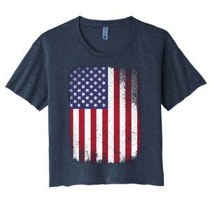 Usa Flag 4th July American Red White Blue Star Stripes 4 Day Women's Crop Top Tee