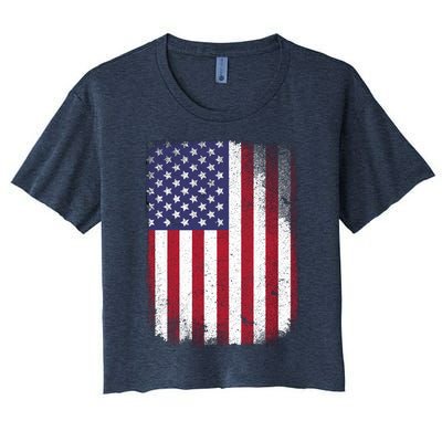 Usa Flag 4th July American Red White Blue Star Stripes 4 Day Women's Crop Top Tee