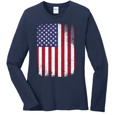 Usa Flag 4th July American Red White Blue Star Stripes 4 Day Ladies Long Sleeve Shirt