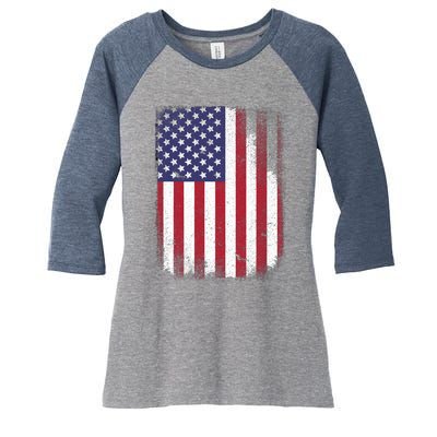 Usa Flag 4th July American Red White Blue Star Stripes 4 Day Women's Tri-Blend 3/4-Sleeve Raglan Shirt