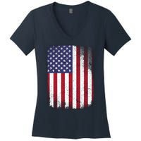 Usa Flag 4th July American Red White Blue Star Stripes 4 Day Women's V-Neck T-Shirt