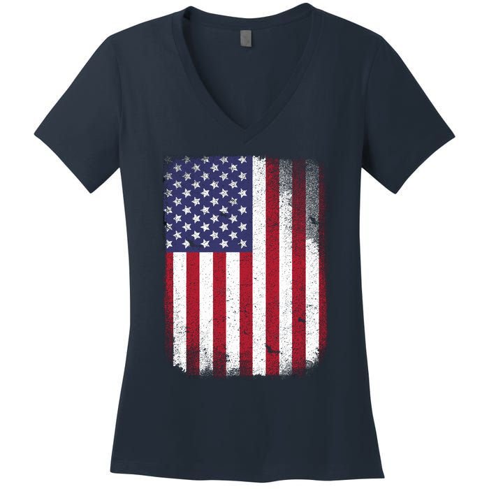 Usa Flag 4th July American Red White Blue Star Stripes 4 Day Women's V-Neck T-Shirt