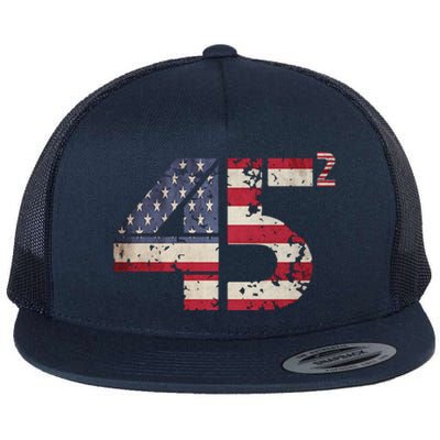 USA Flag 45 2 Trump Flat Bill Trucker Hat