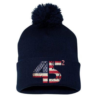 USA Flag 45 2 Trump Pom Pom 12in Knit Beanie