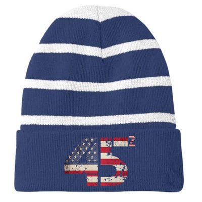 USA Flag 45 2 Trump Striped Beanie with Solid Band