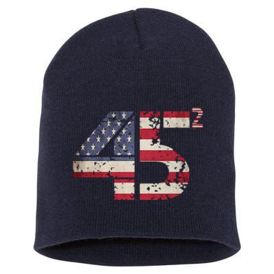 USA Flag 45 2 Trump Short Acrylic Beanie