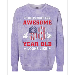 USA Flag 98th Birthday Gifts 98 Years Old Awesome Looks Like Colorblast Crewneck Sweatshirt