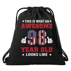 USA Flag 98th Birthday Gifts 98 Years Old Awesome Looks Like Drawstring Bag