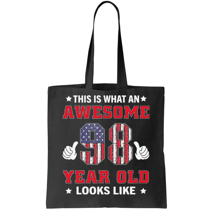 USA Flag 98th Birthday Gifts 98 Years Old Awesome Looks Like Tote Bag