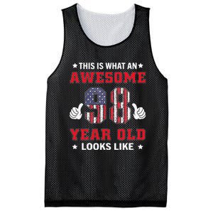 USA Flag 98th Birthday Gifts 98 Years Old Awesome Looks Like Mesh Reversible Basketball Jersey Tank