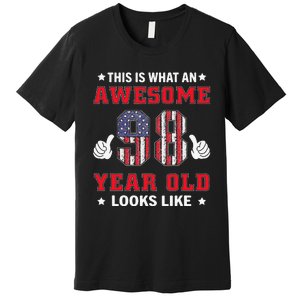 USA Flag 98th Birthday Gifts 98 Years Old Awesome Looks Like Premium T-Shirt