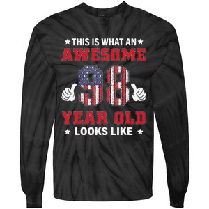 USA Flag 98th Birthday Gifts 98 Years Old Awesome Looks Like Tie-Dye Long Sleeve Shirt