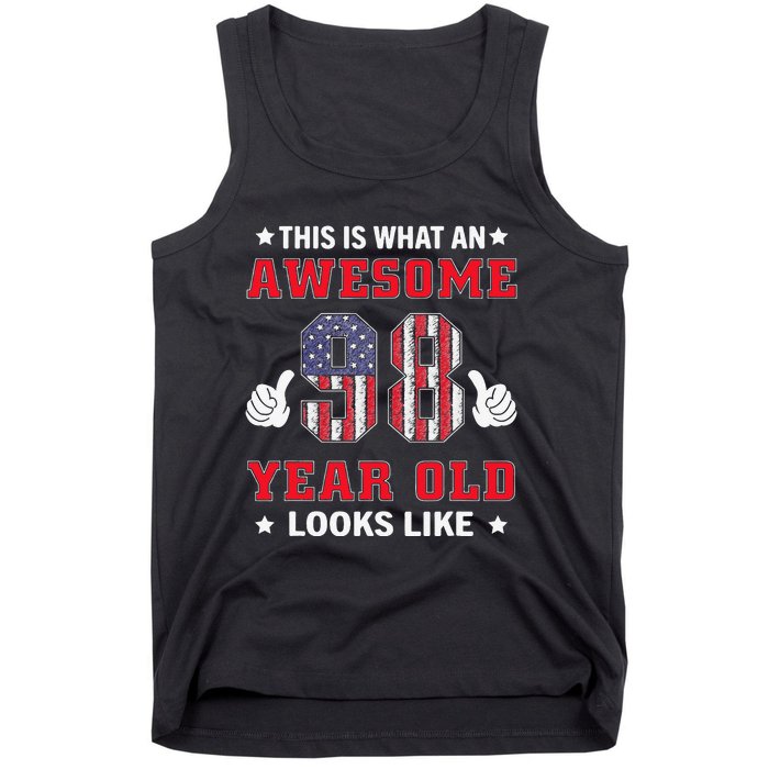 USA Flag 98th Birthday Gifts 98 Years Old Awesome Looks Like Tank Top