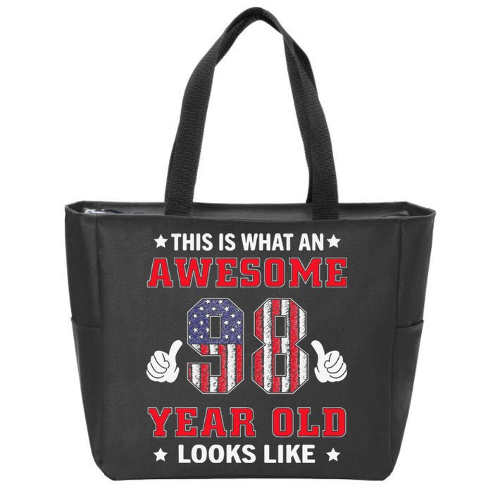 USA Flag 98th Birthday Gifts 98 Years Old Awesome Looks Like Zip Tote Bag