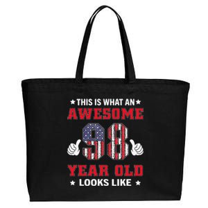 USA Flag 98th Birthday Gifts 98 Years Old Awesome Looks Like Cotton Canvas Jumbo Tote