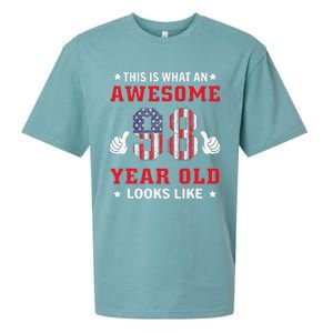 USA Flag 98th Birthday Gifts 98 Years Old Awesome Looks Like Sueded Cloud Jersey T-Shirt