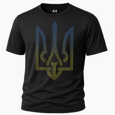 Ukraine Flag And Trident Ukrainian Cooling Performance Crew T-Shirt