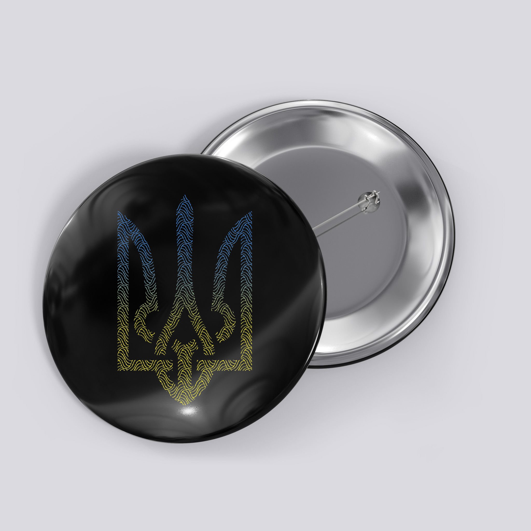 Ukraine Flag And Trident Ukrainian Button