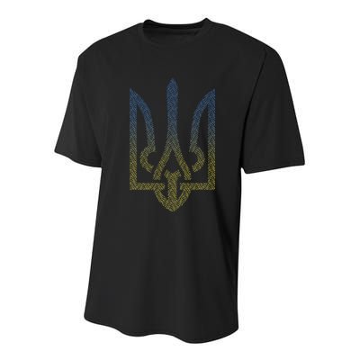 Ukraine Flag And Trident Ukrainian Youth Performance Sprint T-Shirt